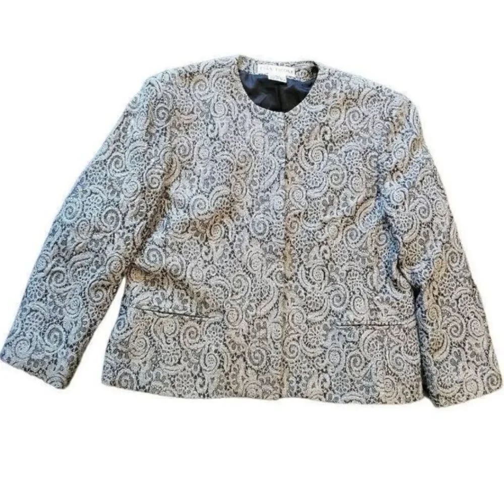 Vintage Evan Picone Wool Blend Brocade Jacket Paisley Women's 16